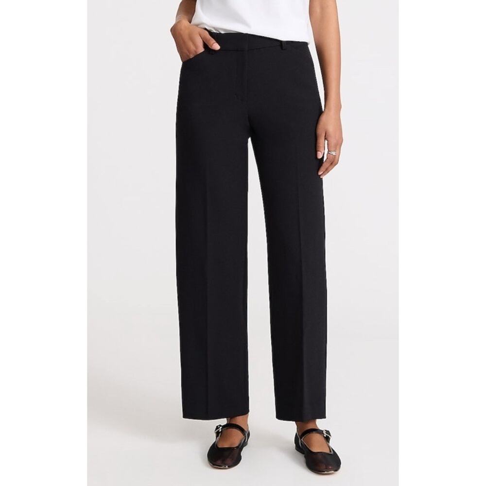 Express Editor Studio Stretch Twill Mid Rise Slim Trouser, Sz 0Long Pitch Black
